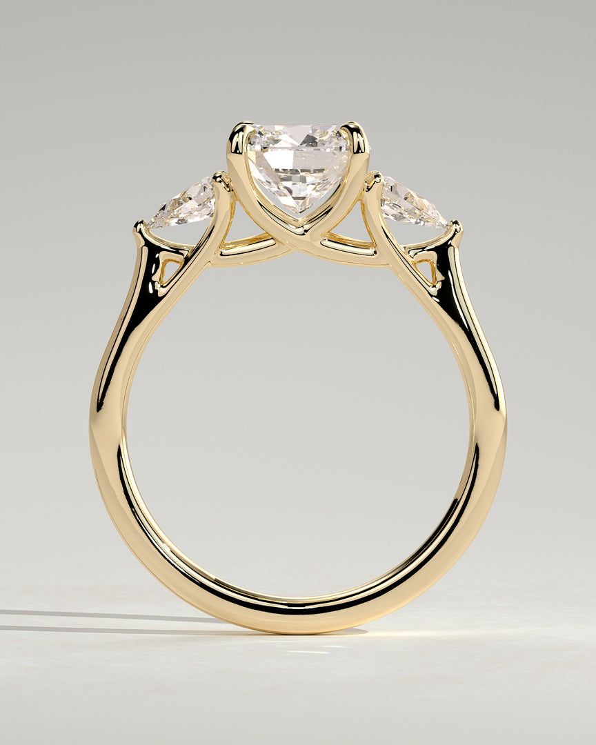 2 CT Cushion Cut Three Stone Engagement Ring - Moissanite Diamond
