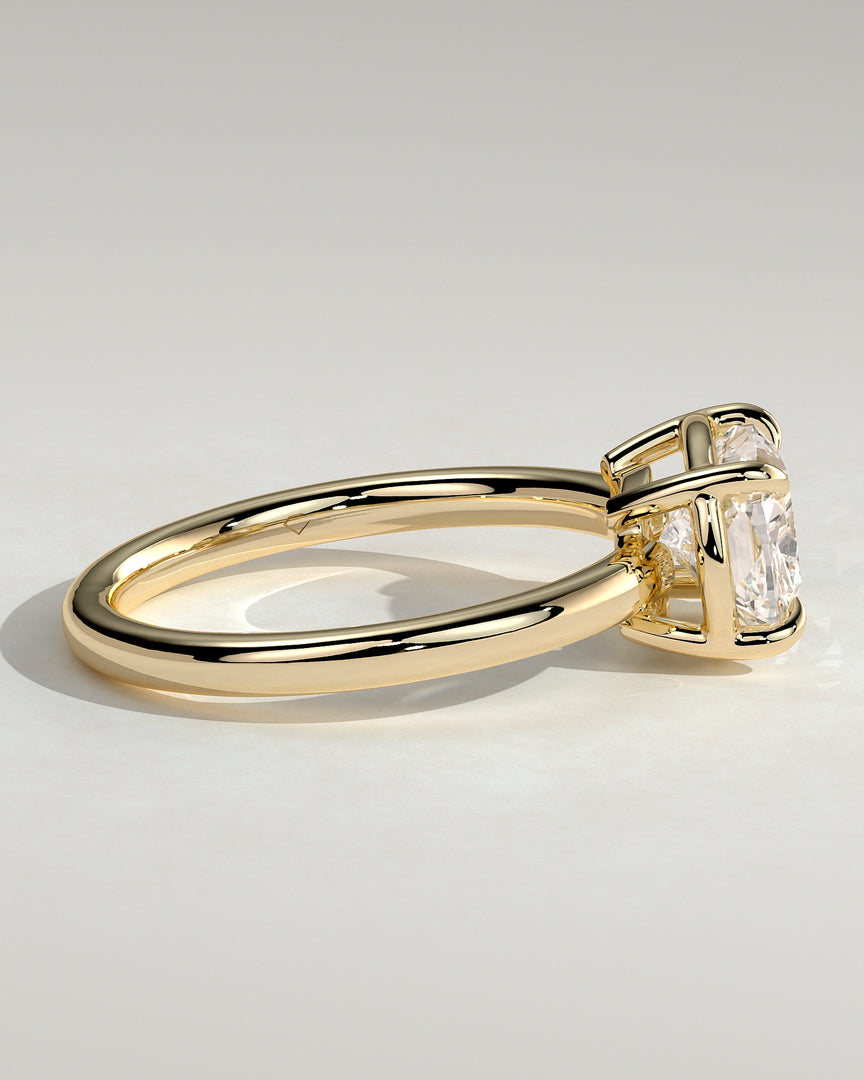 2 CT East West Oval Cut Bezel  Engagement Ring - Moissanite Diamond