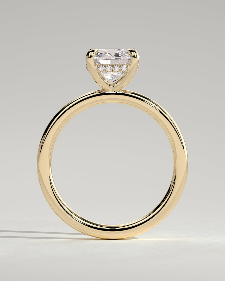 2 CT Cushion Cut Hidden Halo Engagement Ring - Moissanite Diamond