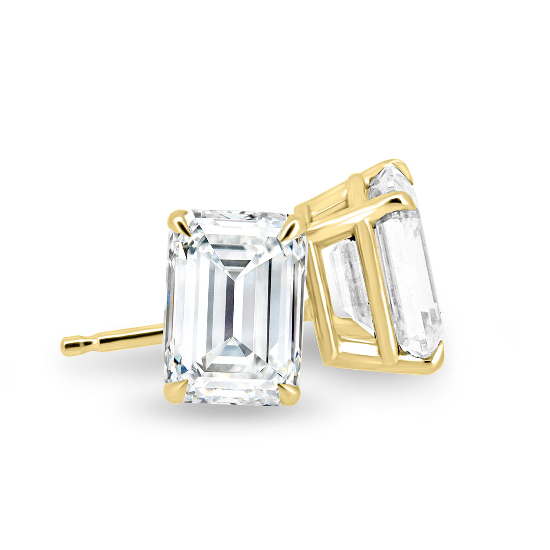 1 CT Emerald Cut Moissanite Diamond Stud Earrings