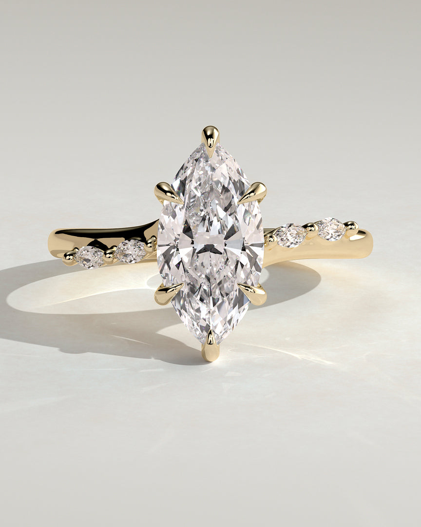 2 CT Marquise Cut Sweeping Engagement Ring - Moissanite Diamond
