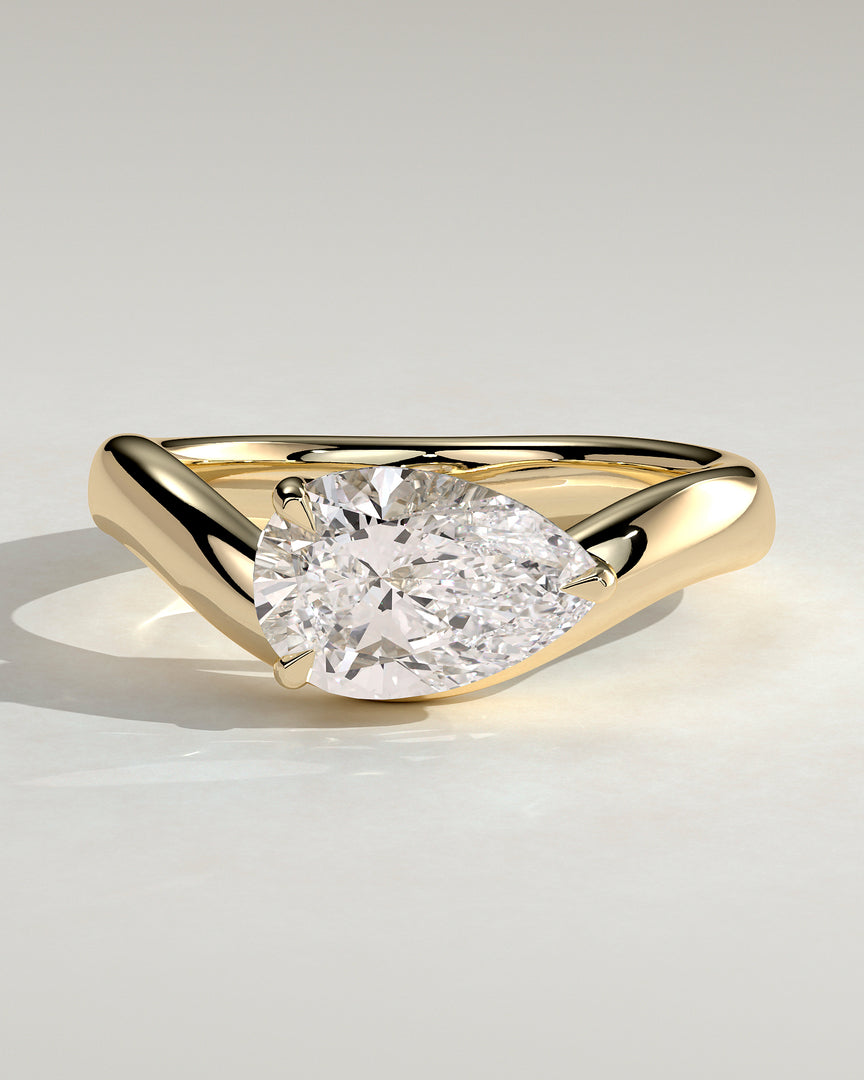2 CT East-West Pear Cut Engagement Ring - Moissanite Diamond