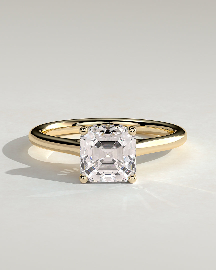 2 CT Asscher Cut Hidden Halo  Engagement Ring - Moissanite Diamond
