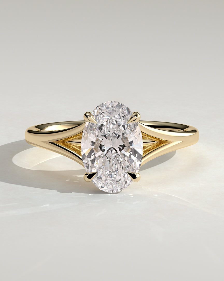 2 CT Oval Cut Split Shank Engagement Ring - Moissanite Diamond