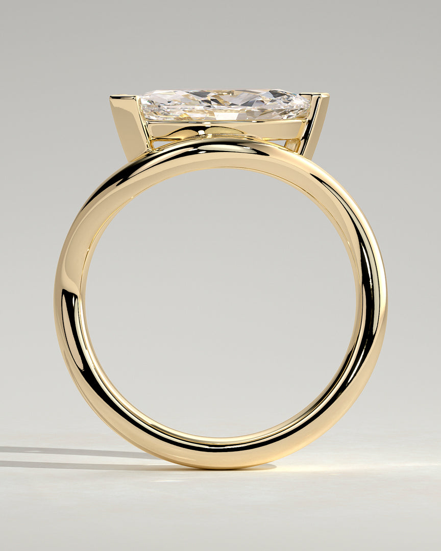 2 CT Marquise Cut Curved Engagement Ring - Moissanite Diamond