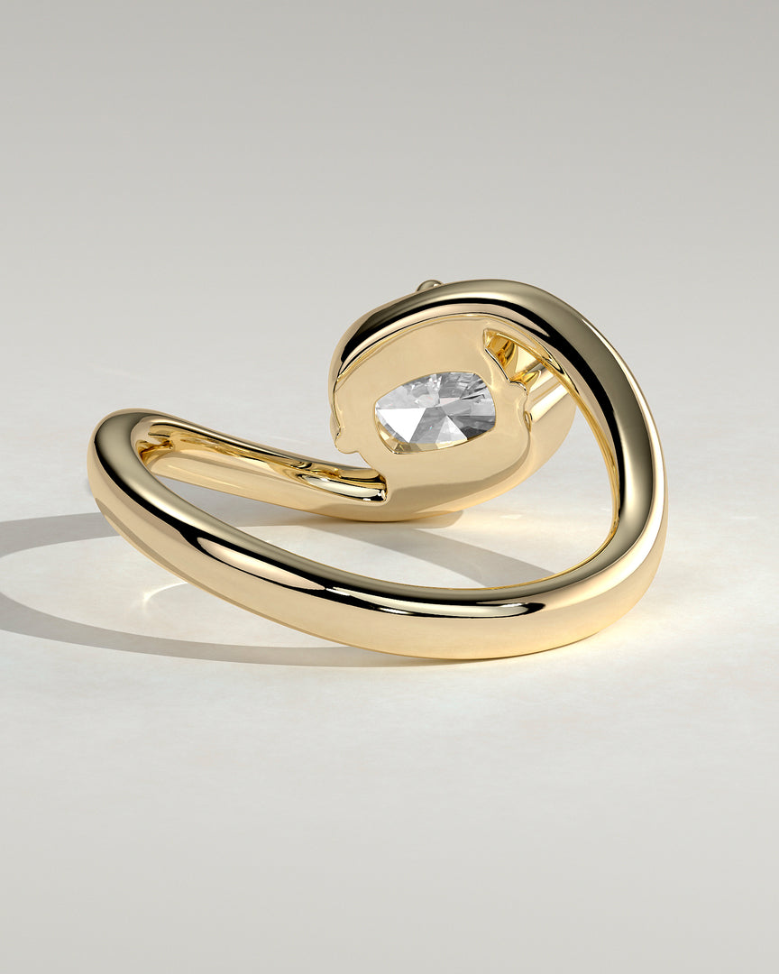 2 CT Elongated Cushion Cut Bypass Engagement Ring - Moissanite Diamond