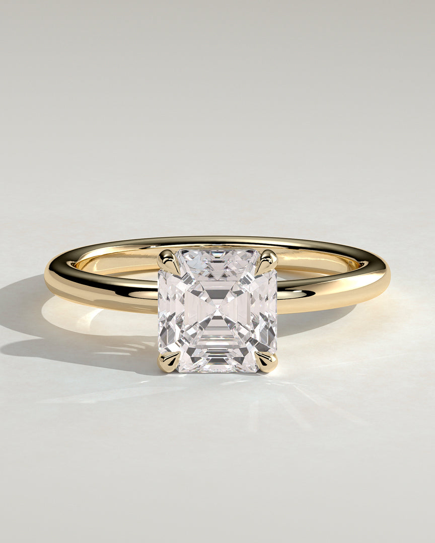 2 CT Asscher Cut Solitaire Engagement Ring - Moissanite Diamond
