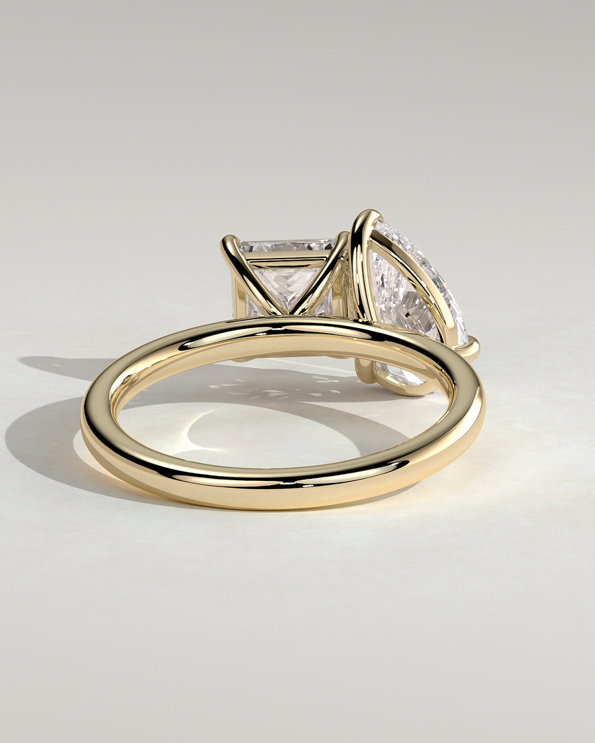 2 CT Princess and Pear Cut Toi et Moi Engagement Ring - Moissanite Diamond