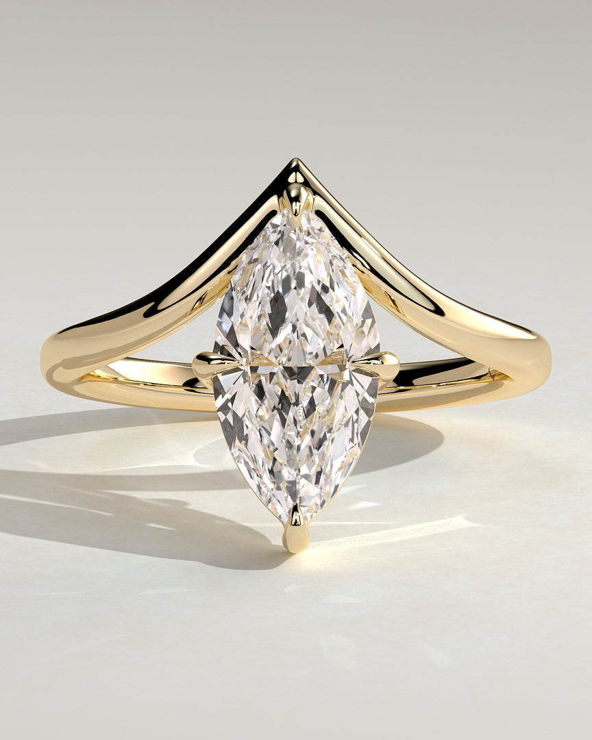 2 CT Marquise Cut V Band Engagement Ring - Moissanite Diamond