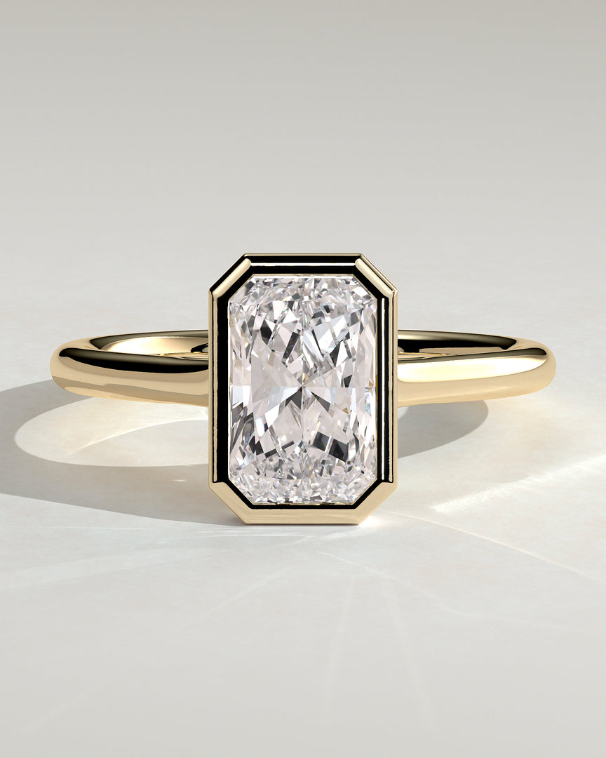 2 CT Radiant Cut Bezel Engagement Ring - Moissanite Diamond