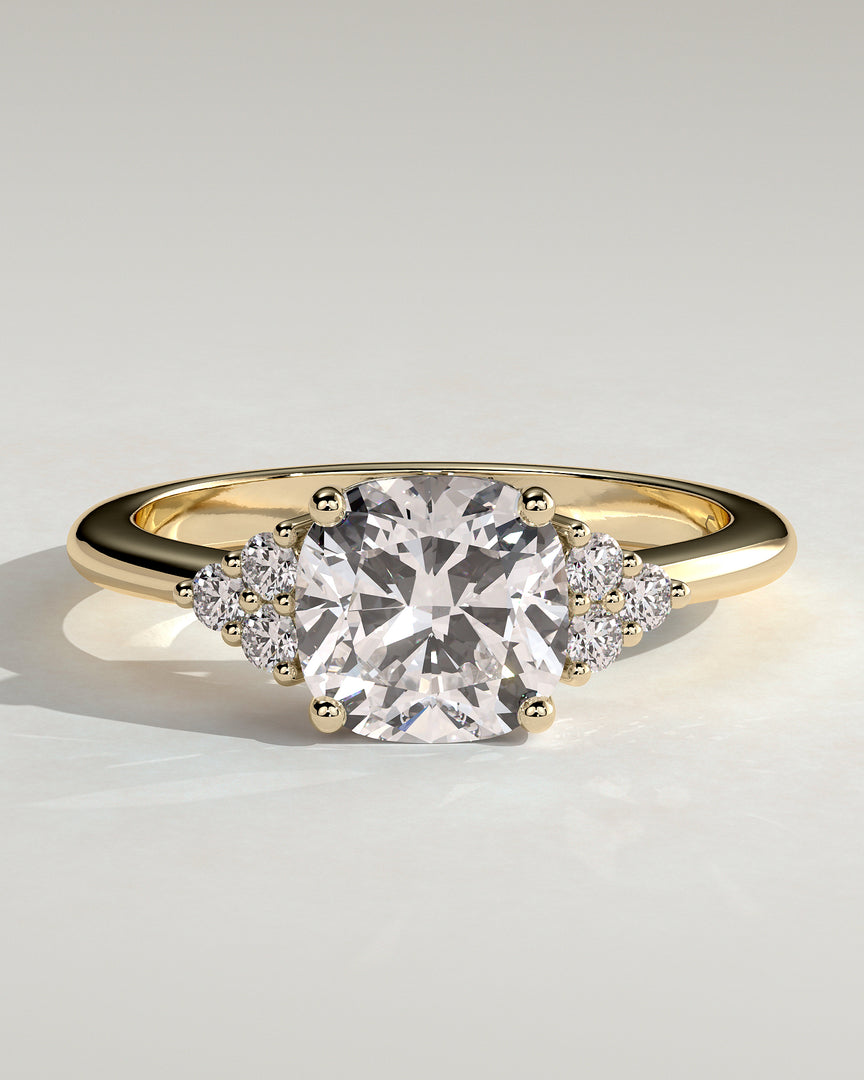 2 CT Cushion Cut Cluster Engagement Ring - Moissanite Diamond