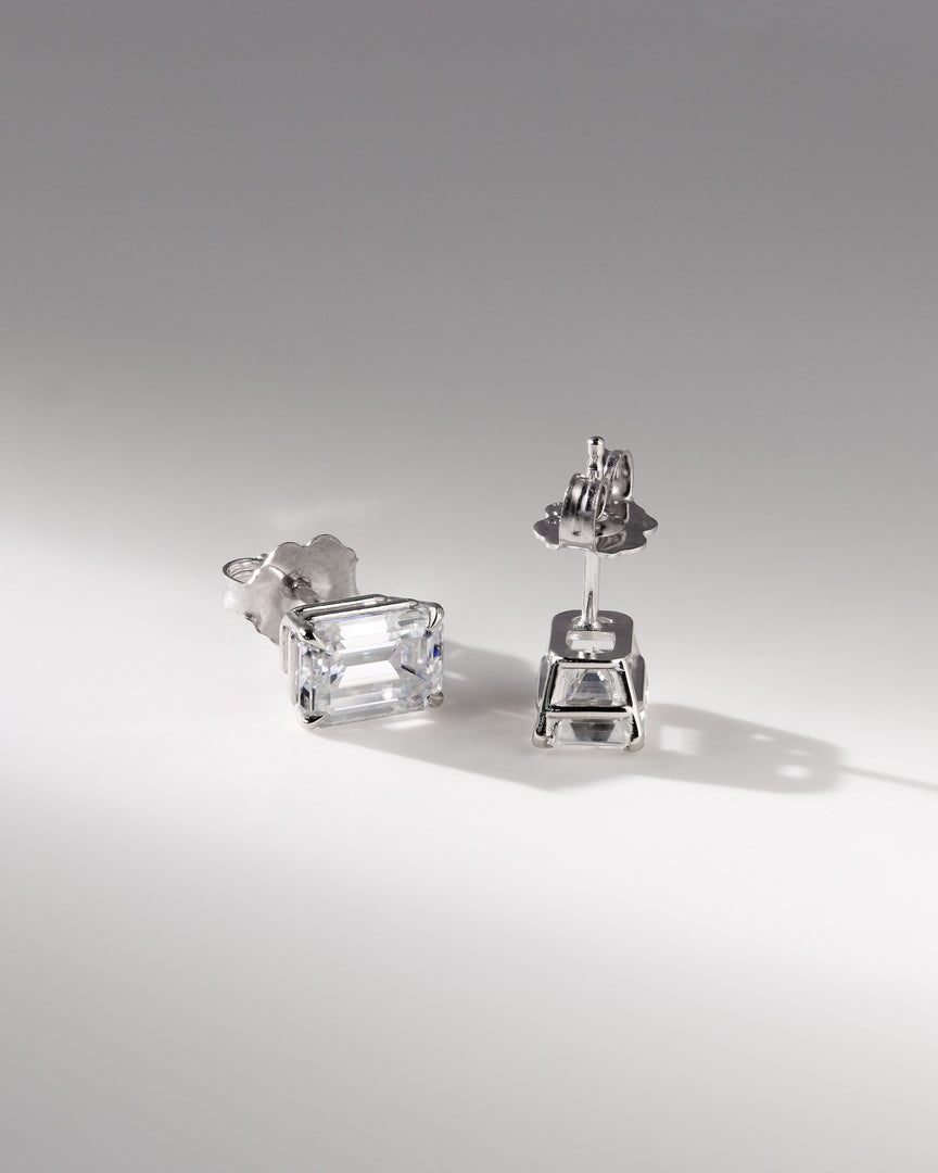 1 CT Emerald Cut Moissanite Diamond Stud Earrings