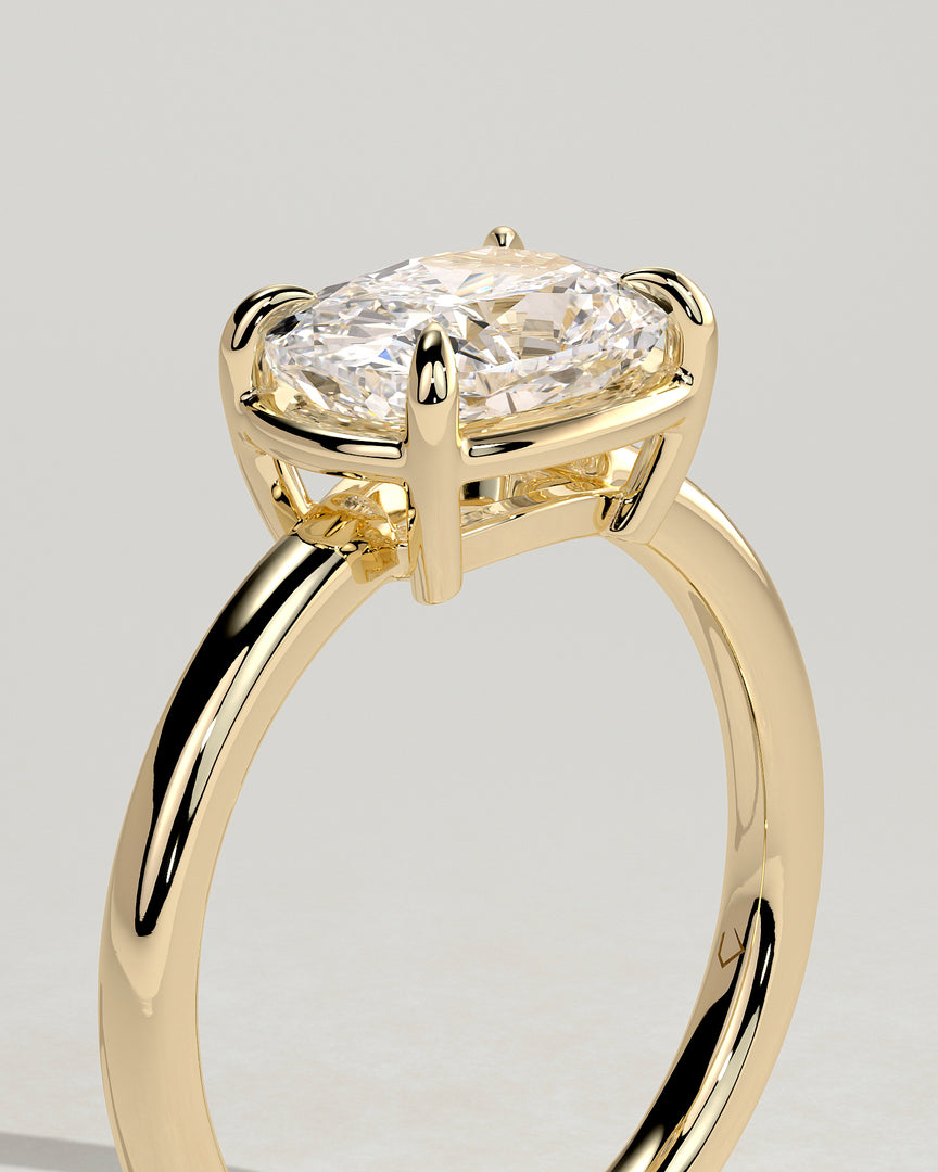 2 CT East West Oval Cut Bezel  Engagement Ring - Moissanite Diamond