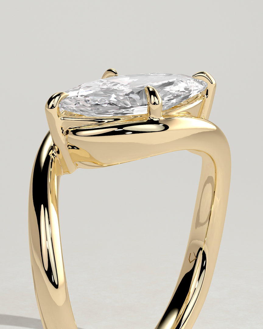 2 CT East West Marquise Cut Bypass Engagement Ring - Moissanite Diamond