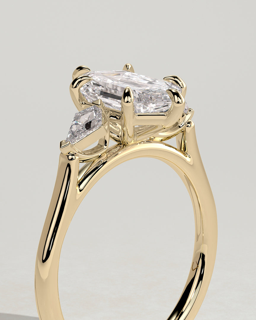 2 CT Hexagon Cut Three Stone Engagement Ring - Moissanite Diamond