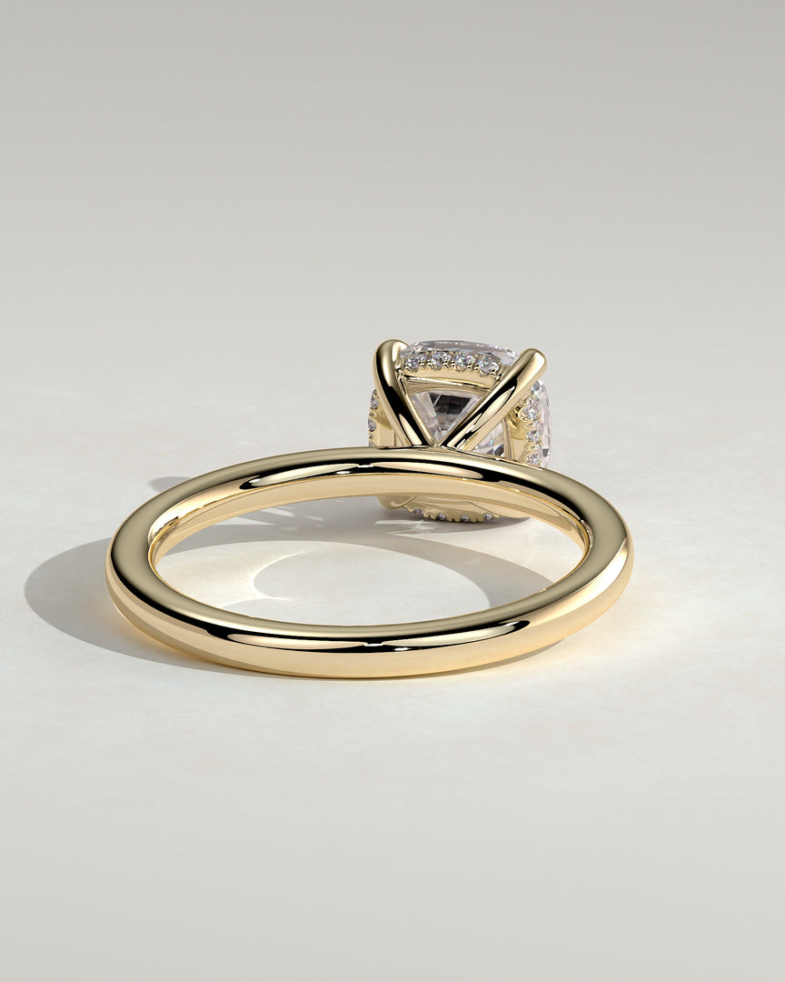 2 CT Cushion Cut Hidden Halo Engagement Ring - Moissanite Diamond