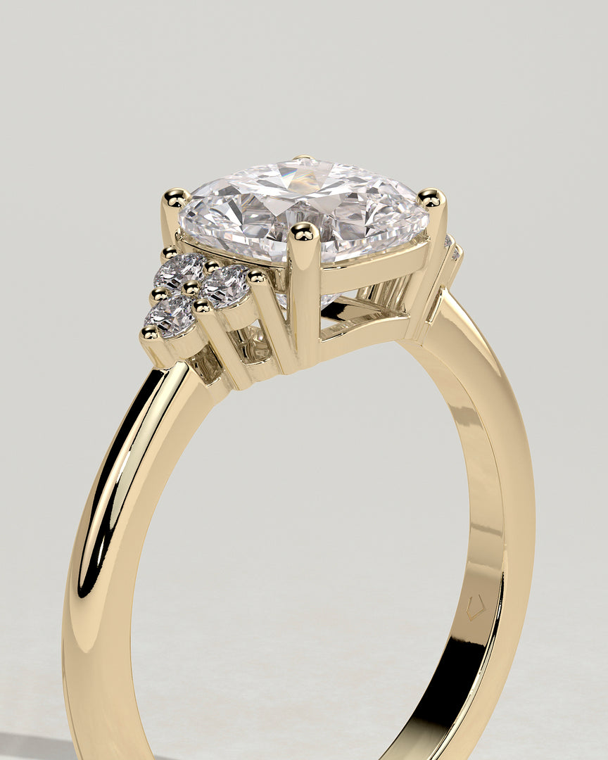 2 CT Cushion Cut Cluster Engagement Ring - Moissanite Diamond