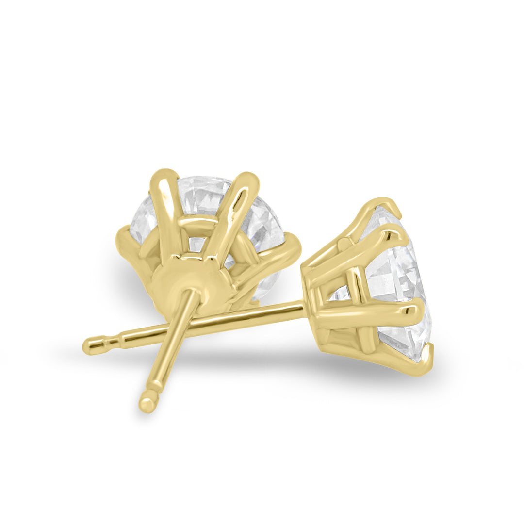 1 CT Round Cut Moissanite Diamond Six Claw Stud Earrings