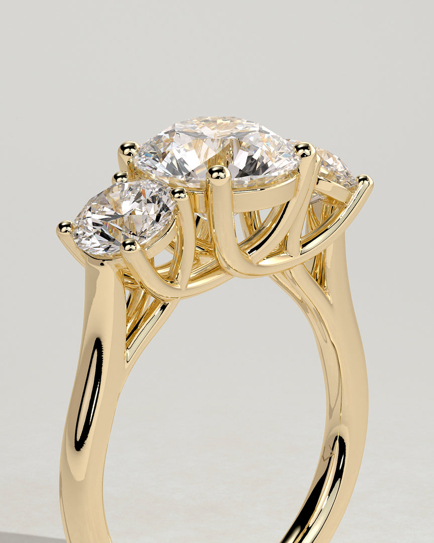 2 CT Round Cut Three Stone Engagement Ring - Moissanite Diamond