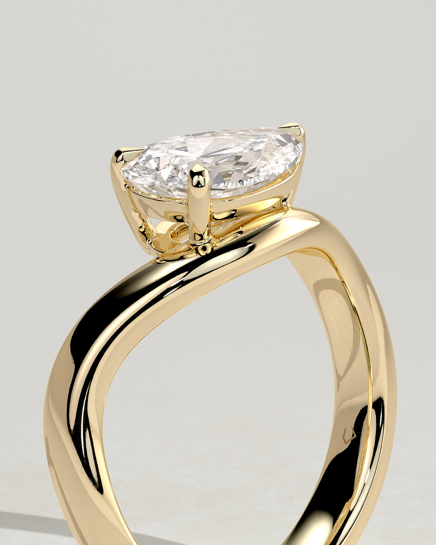 2 CT East-West Pear Cut Engagement Ring - Moissanite Diamond