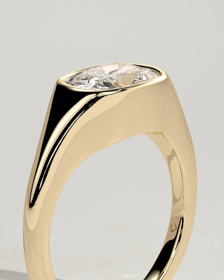 2 CT Elongated Cushion Cut Signet Engagement Ring - Moissanite Diamond