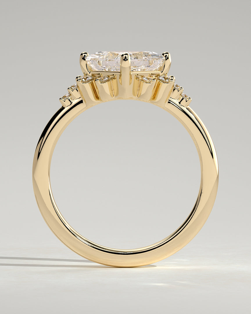 2 CT Princess Cut Cluster Engagement Ring - Moissanite Diamond