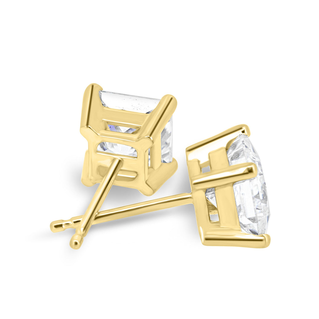 1 CT Princess Cut Moissanite Diamond Stud Earrings