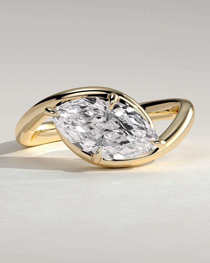 2 CT East West Marquise Cut Bypass Engagement Ring - Moissanite Diamond