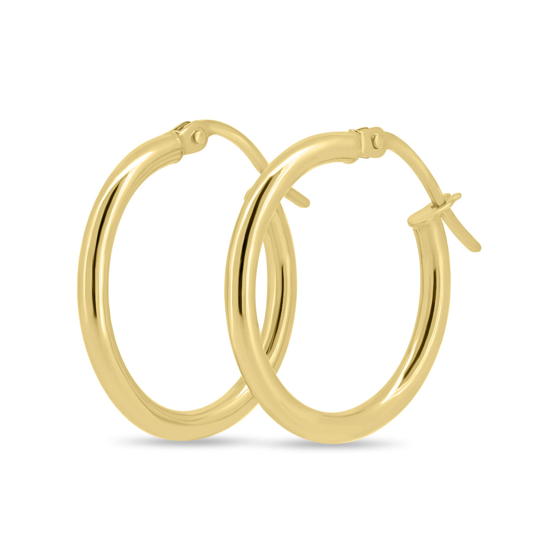Gold Solitaire Hoops Earrings