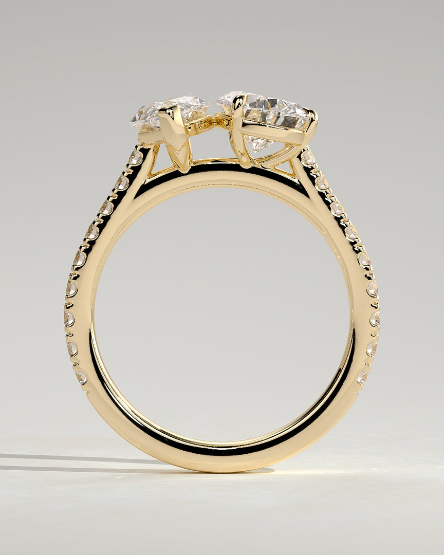 2 CT Marquise and Pear Cut Pave Engagement Ring - Moissanite Diamond