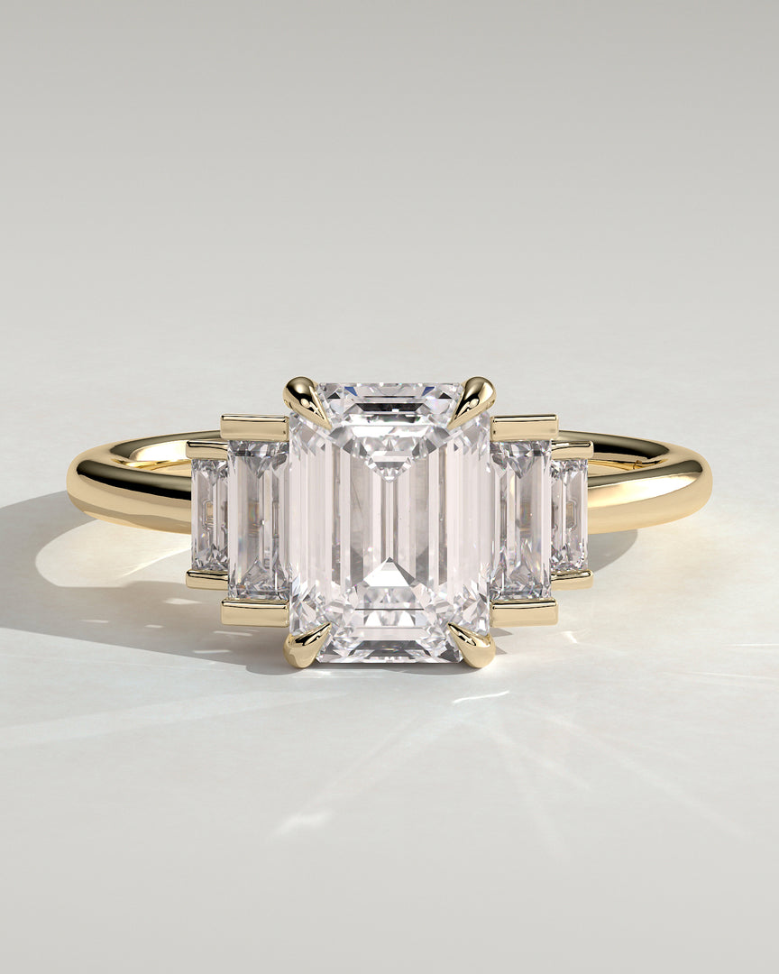 2 CT Emerald Cut Five Stone Engagement Ring - Moissanite Diamond