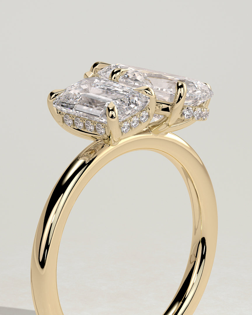 2 CT Pear and Emerald Cut Two Stone Engagement Ring - Moissanite Diamond