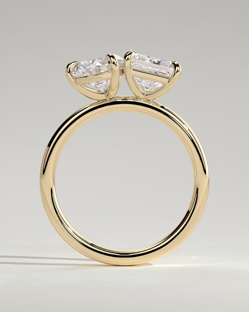 2 CT Princess and Pear Cut Toi et Moi Engagement Ring - Moissanite Diamond
