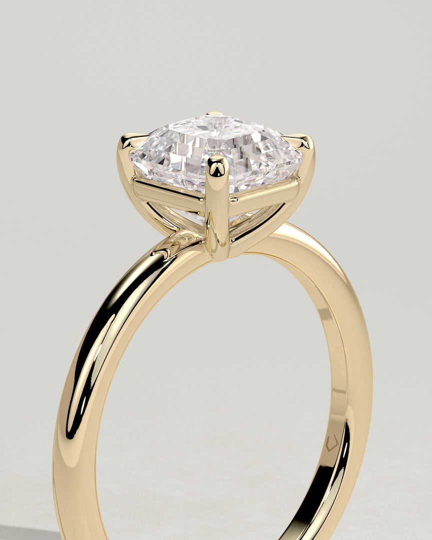 2 CT Asscher Cut Solitaire Engagement Ring - Moissanite Diamond