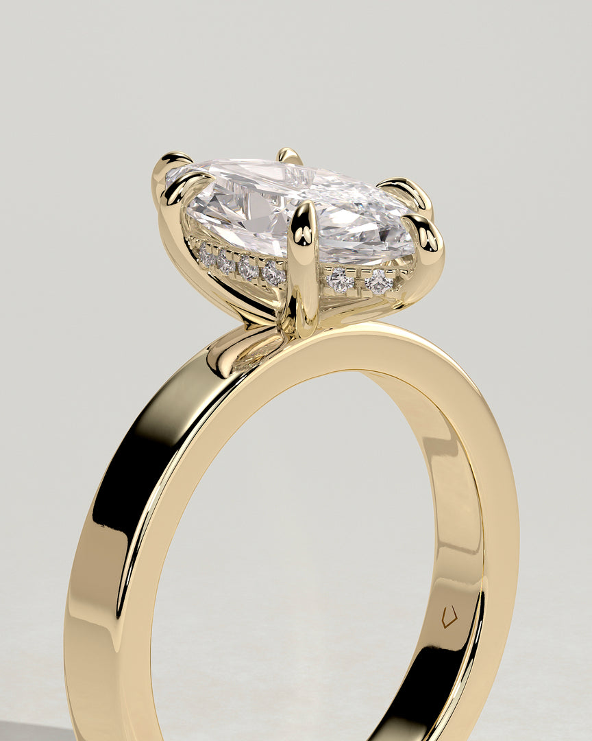2 CT Marquise Cut Cigar Band Engagement Ring - Moissanite Diamond