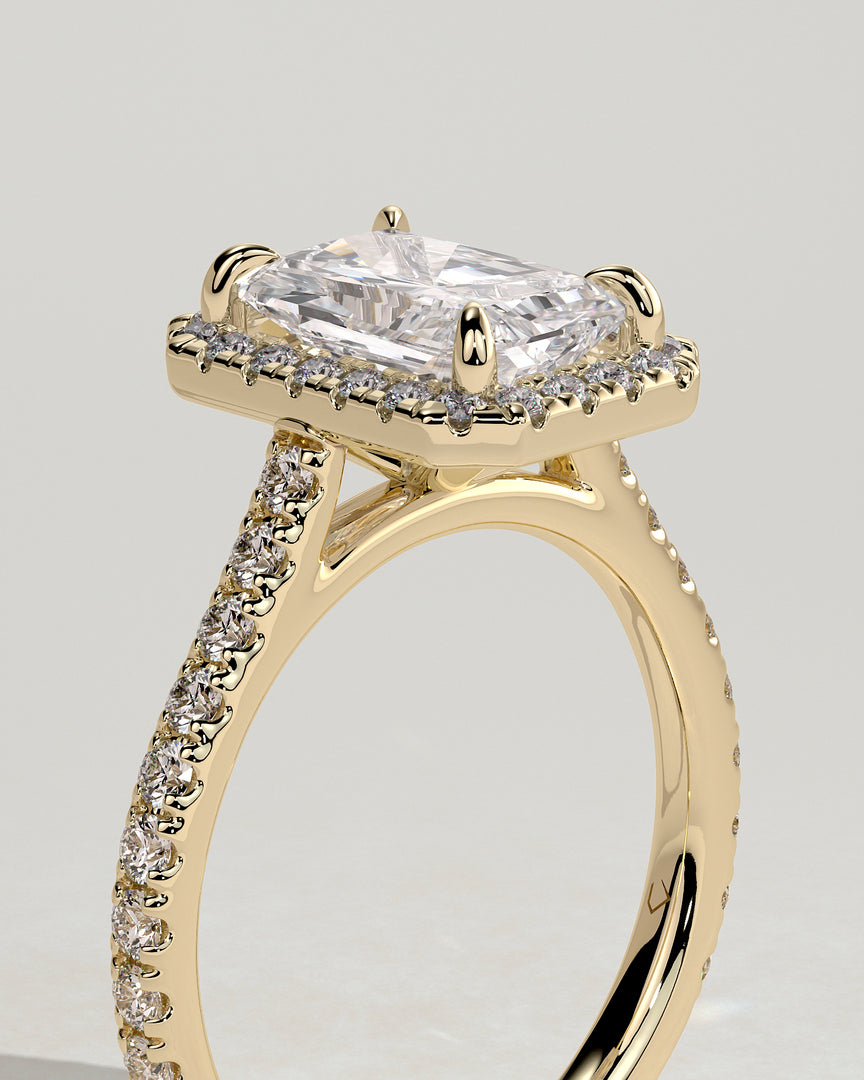 2 CT Radiant Cut Halo Engagement Ring - Moissanite Diamond