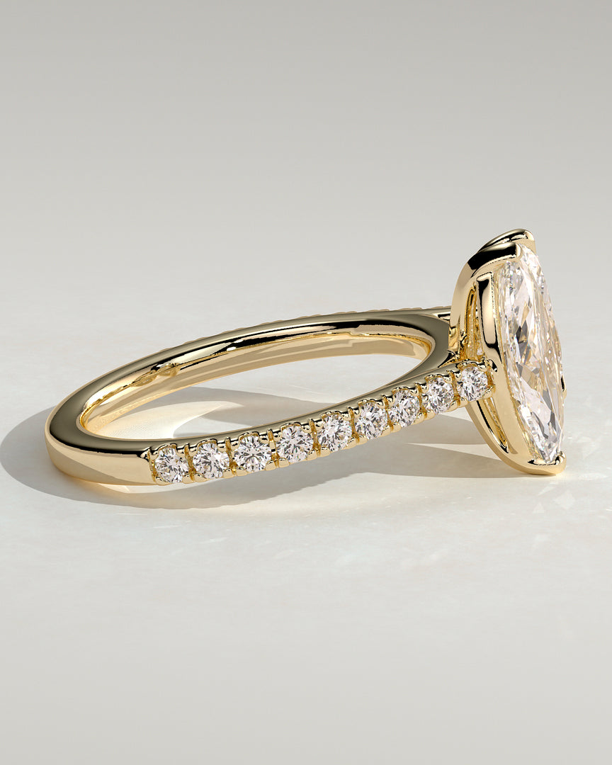 2 CT Marquise and Pear Cut Pave Engagement Ring - Moissanite Diamond