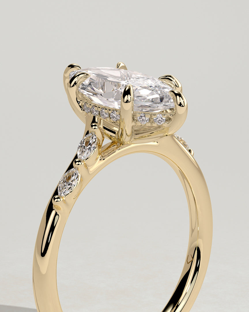 2 CT Marquise Cut Sweeping Engagement Ring - Moissanite Diamond