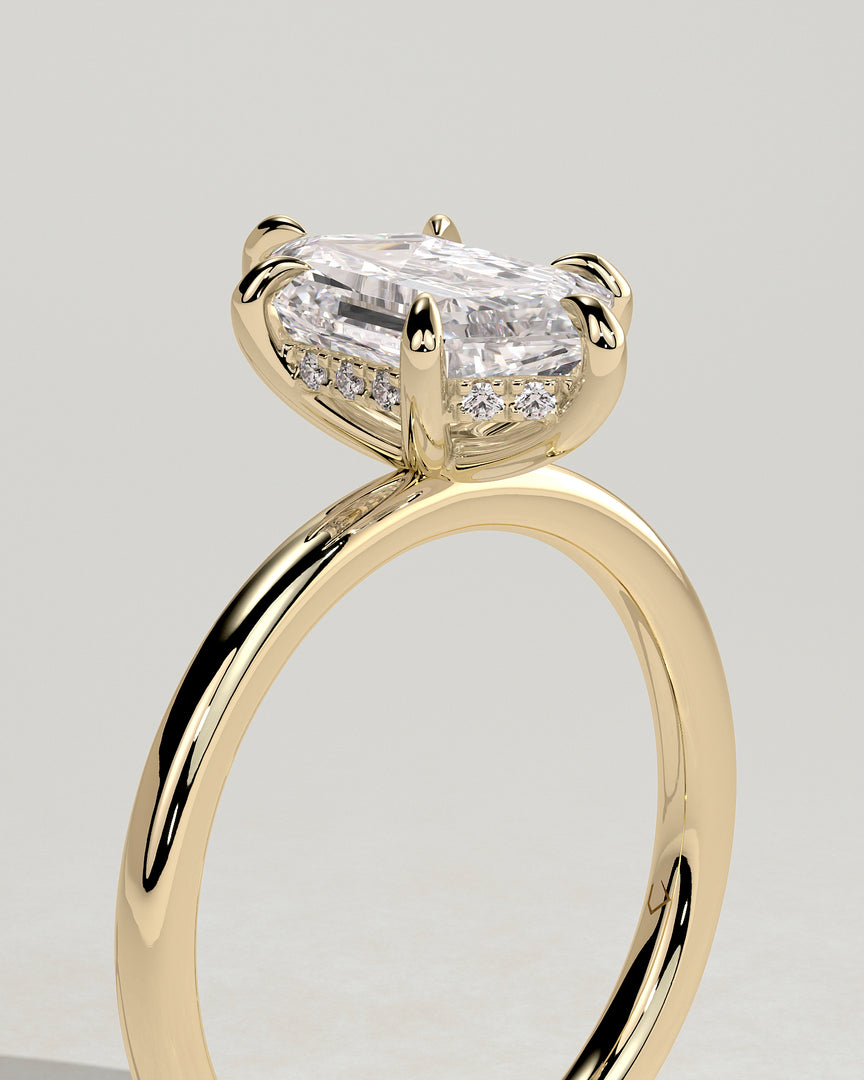 2 CT Elongated Hexagon Cut Solitaire Engagement Ring - Moissanite Diamond