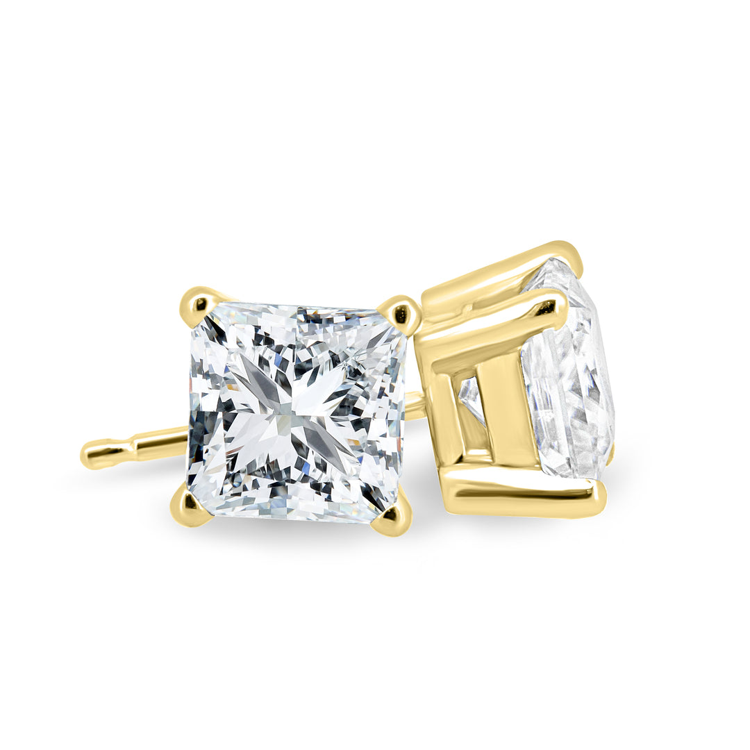 1 CT Princess Cut Moissanite Diamond Stud Earrings
