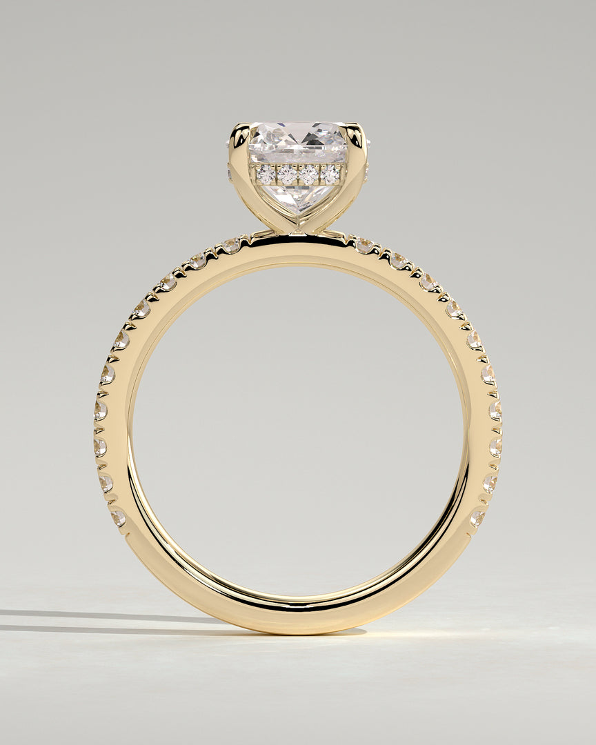 2 CT Cushion Cut Pave Engagement Ring - Moissanite Diamond