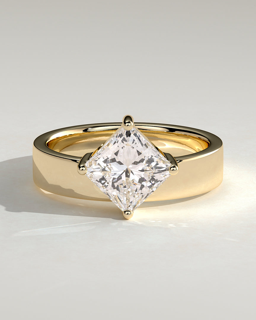 2 CT Princess Cut Cigar Engagement Ring - Moissanite Diamond