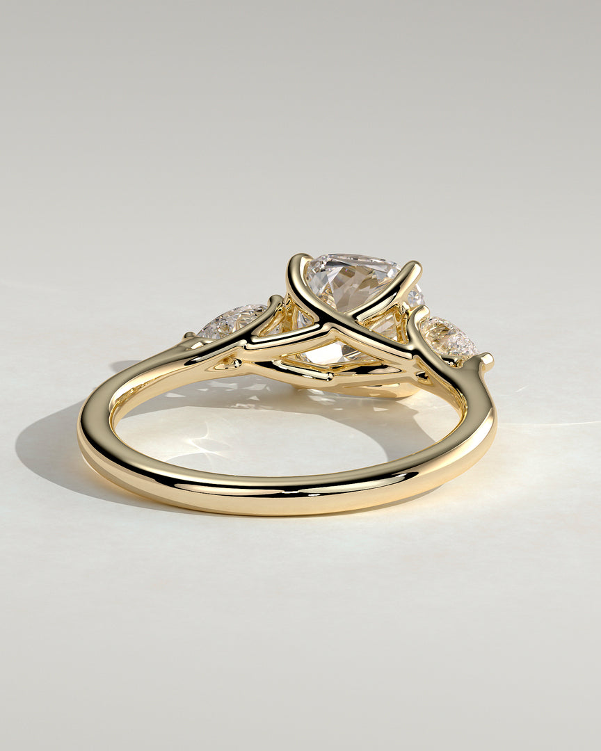 2 CT Cushion Cut Three Stone Engagement Ring - Moissanite Diamond