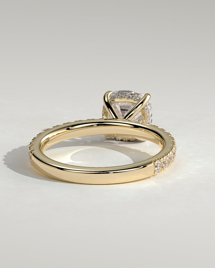 2 CT Cushion Cut Pave Engagement Ring - Moissanite Diamond