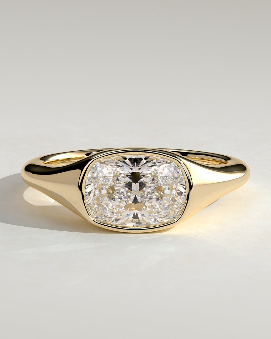 2 CT Elongated Cushion Cut Signet Engagement Ring - Moissanite Diamond
