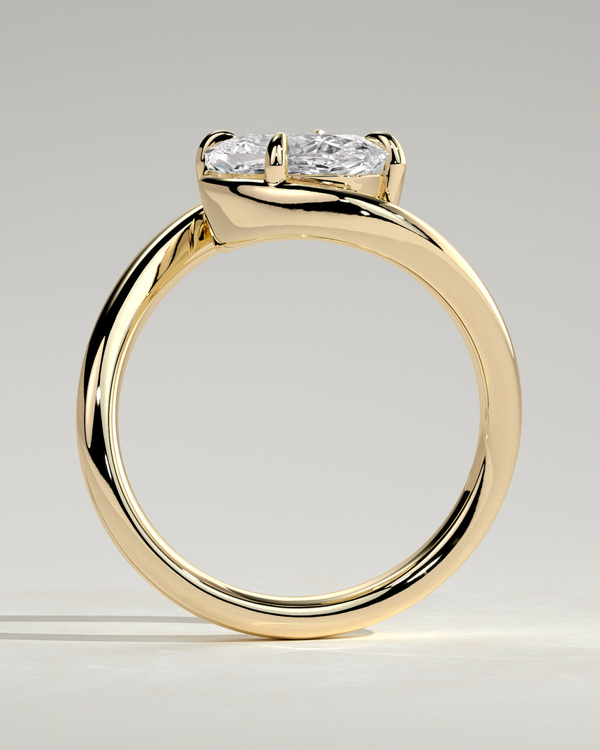 2 CT Elongated Cushion Cut Bypass Engagement Ring - Moissanite Diamond