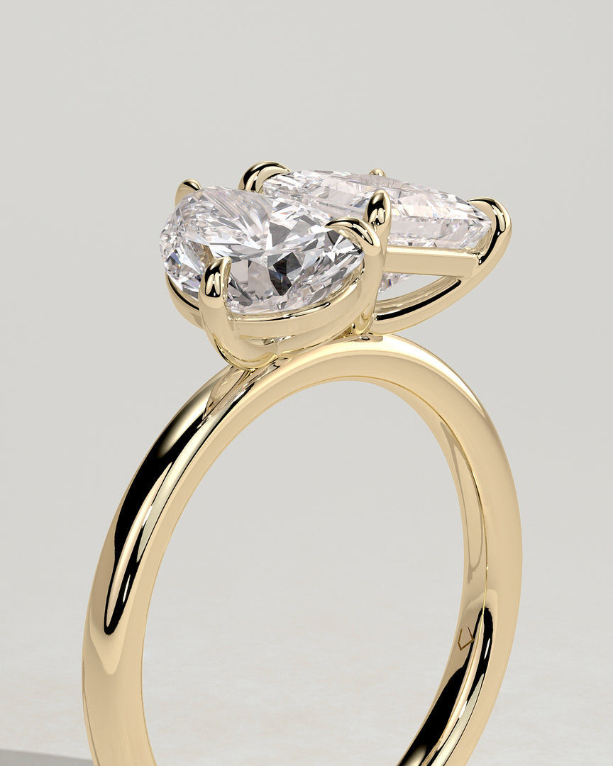 2 CT Princess and Pear Cut Toi et Moi Engagement Ring - Moissanite Diamond