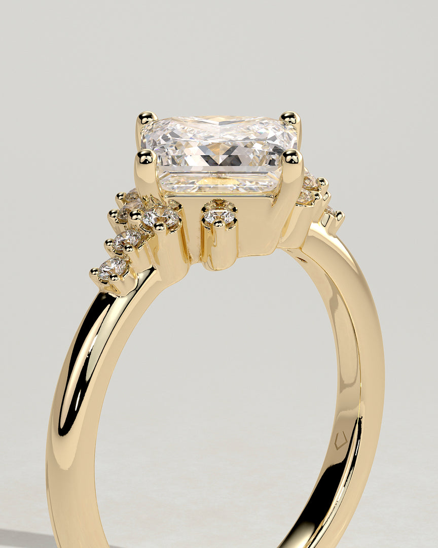 2 CT Princess Cut Cluster Engagement Ring - Moissanite Diamond