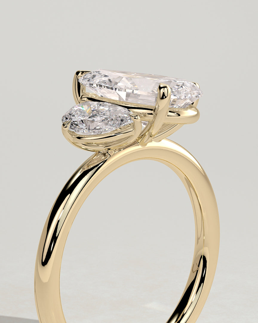 2 CT Pear Cut Toi et Moi Solitaire Engagement Ring - Moissanite Diamond