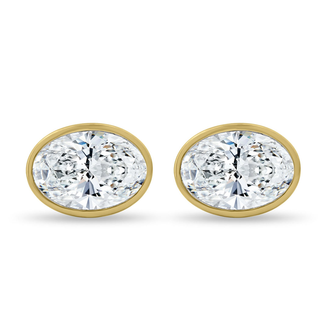 1 CT Oval Cut Moissanite Diamond Bezel Stud Earrings